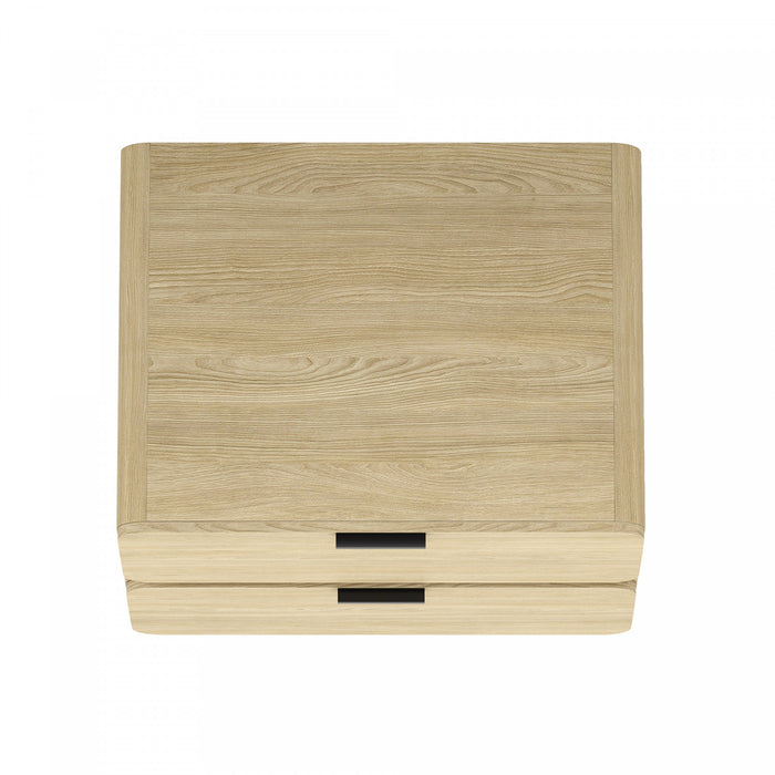 Table de nuit contemporaine moderne Chrystie 66 cm en naturel (2 tiroirs) - Lot de 2