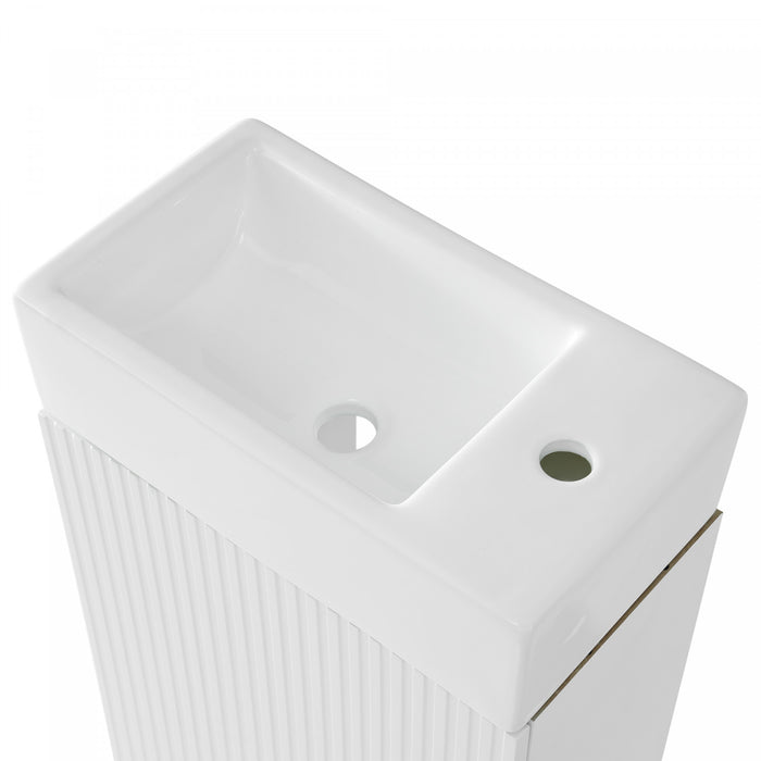 Ethan Meuble-lavabo de 18,6\" avec vasque et etagere reglable, Blanc