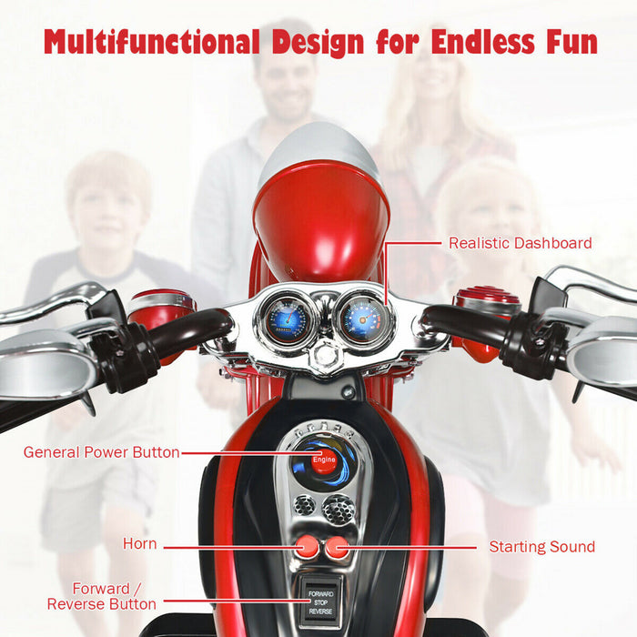 6v Enfants Rouler Sur Moto Helicoptere 3 Roues Trike Avec Phare Rouge
