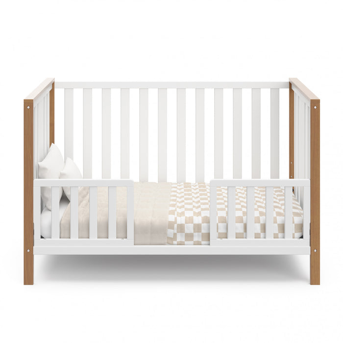 Storkcraft Modern Pacific Lit de bebe convertible 4-en-1 - Blanc avec vintage bois clair