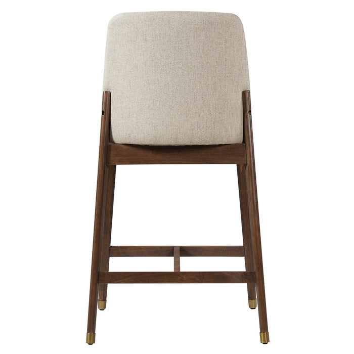 Clara – Lot de 2 tabourets de bar en bois d’hevea, finition noyer