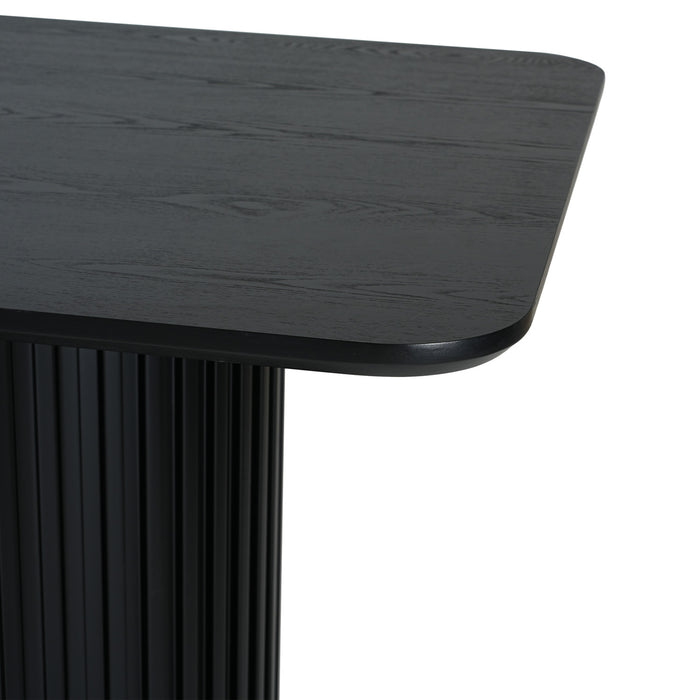 Table a manger industrielle moderne Jett 63 pouces avec base piedestal MDF et fer, noir