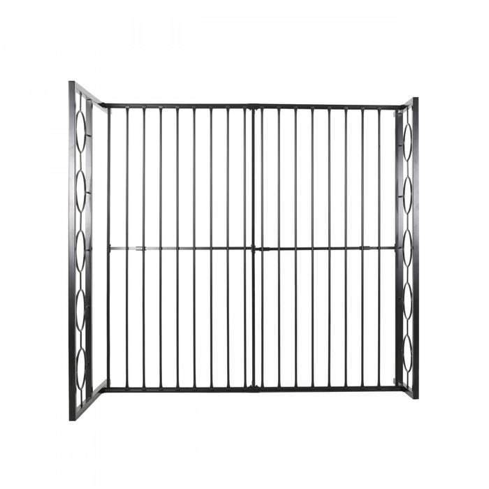 Robert Cadre De Lit En Metal Avec Tete Et Pied De Lit Au Design Circulaire, Taille King, Noir