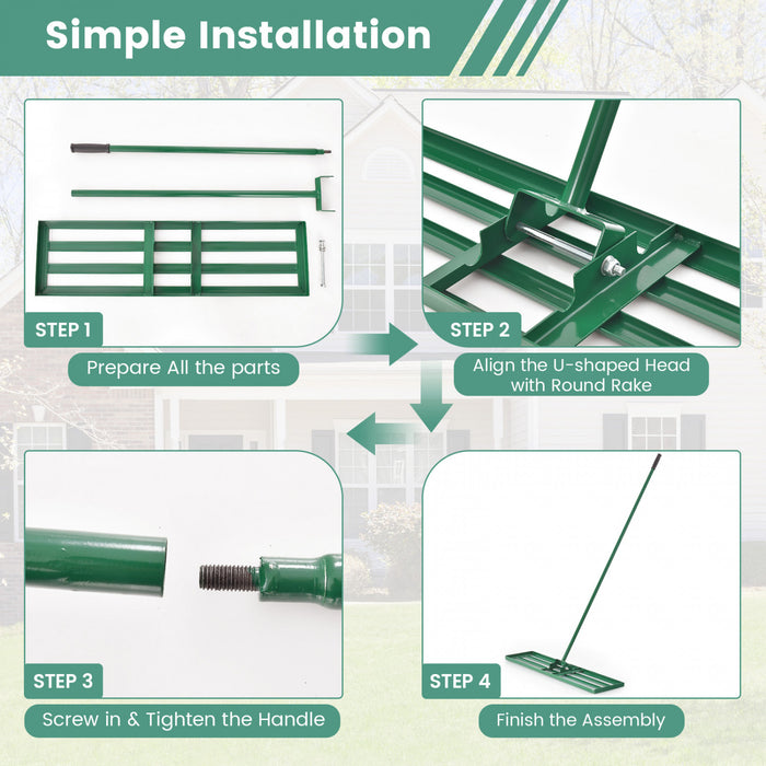 Costway Pelouse Nivelage Rake 36 \"x 10\" Outil De Pelouse De Niveau Pour Jardin Arriere-cour / Pelouse