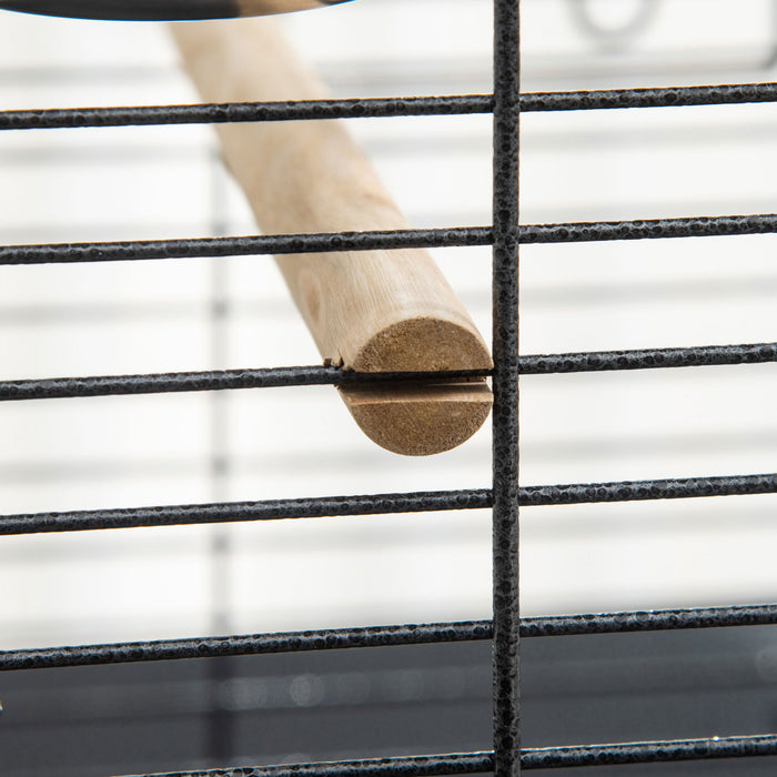 Pawhut Cage A Oiseaux De 61 Pouces Pour Pinsons, Perruches Avec Support, Plateau Coulissant, Dessus De Jeu, Etagere De Rangement, Perchoir En Bois, Recipient Alimentaire