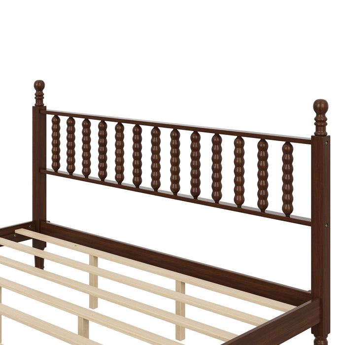 Oliver Lit Plateforme Retro en Bois avec Tete de Lit en Forme de Gourde et Support - Taille King