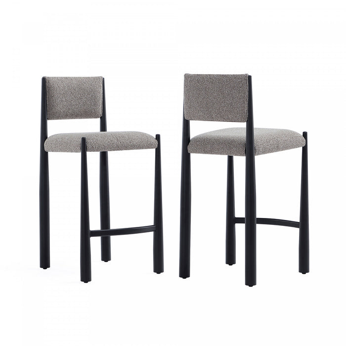 Tabouret de comptoir en metal boucle style mid-century modern Lennor, coloris champignon