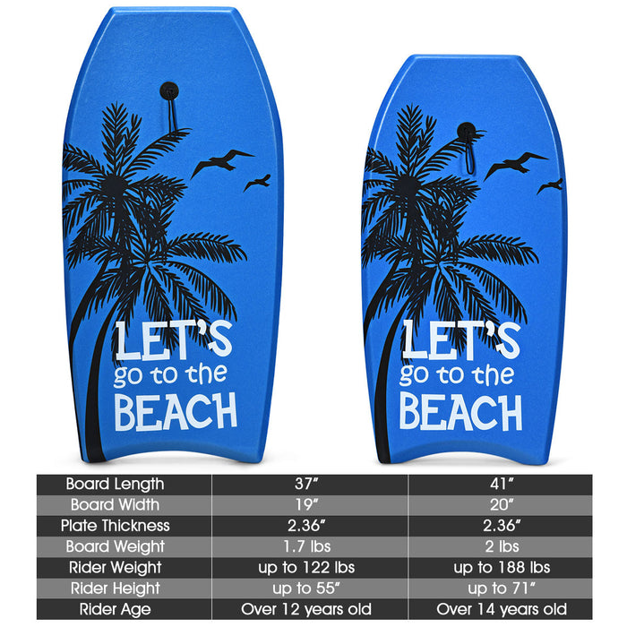 Goplus 41'' Super Leger Bodyboard Surfing W/leash Eps Core Boarding Ixpe Bleu