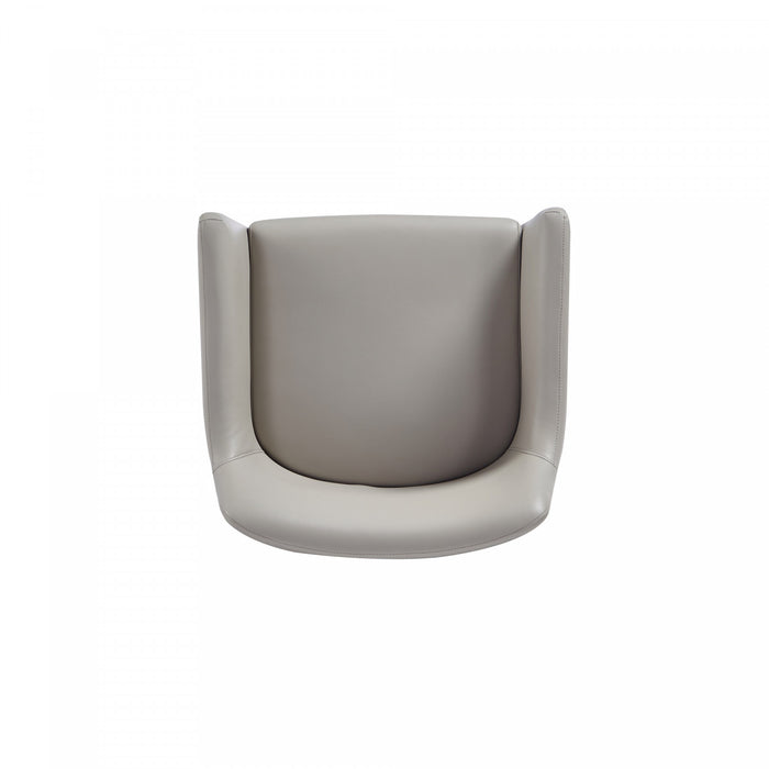 Fauteuil Serena en metal moderne et cuir vegetalien, gris clair - Lot de 2