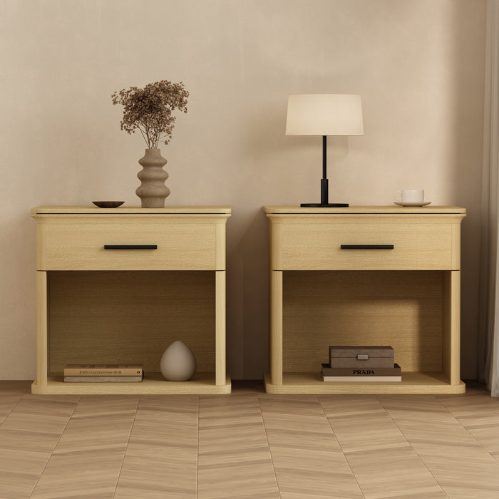 Table de nuit traditionnelle Clifford en chene naturel (1 tiroir)