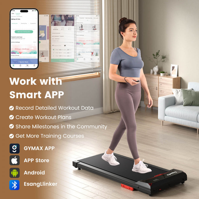 Superfit Walking Pad 2.5hp Sous Tapis Roulant De Bureau Avec Telecommande App-active Pour La Maison