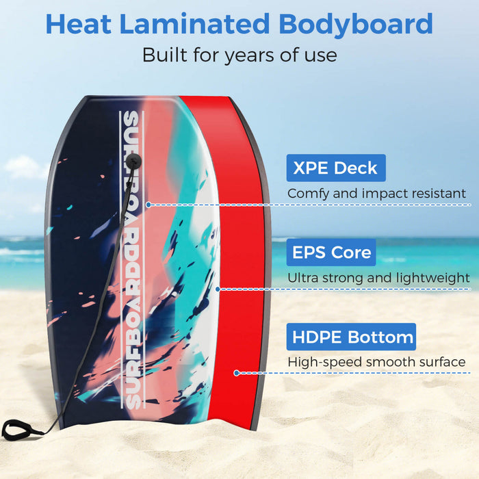 Costway 37\" Body Board Leger Avec Eps Core Xpe Deck Hdpe Bottom Crescent Tail Multi-couleur