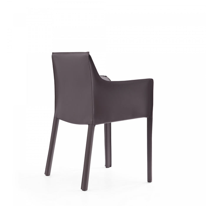 Chaise de salle a manger moderne en cuir vegetalien Vogue gris - Lot de 2