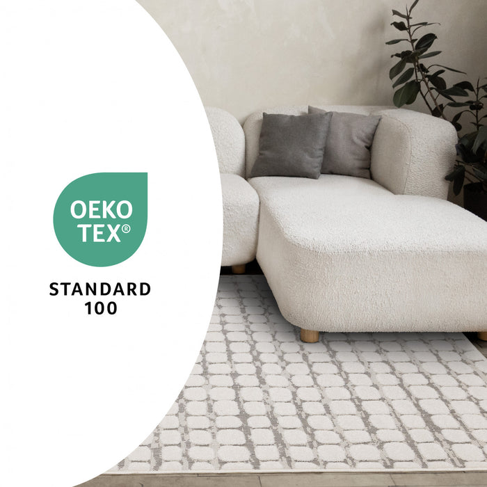 Tapis Oslo White a grands galets, 6'7\" x 9'6\"