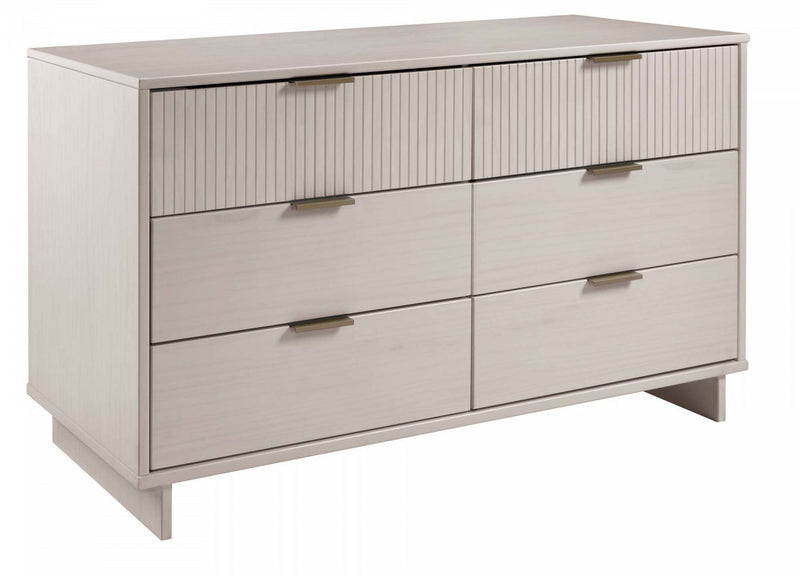 Commode Granville Moderne 55\" en gris clair (6 tiroirs)
