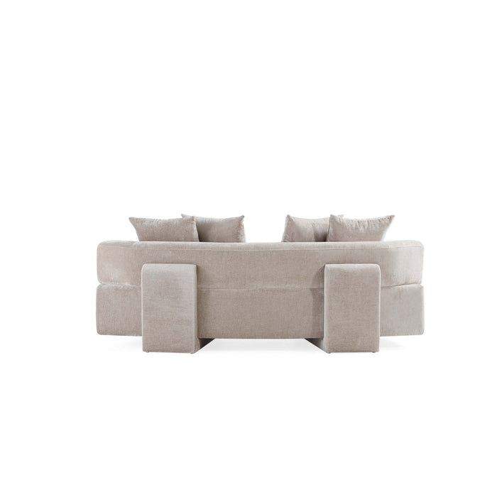 Canape en chenille beige Verandah Mid-Century Modern 231 cm