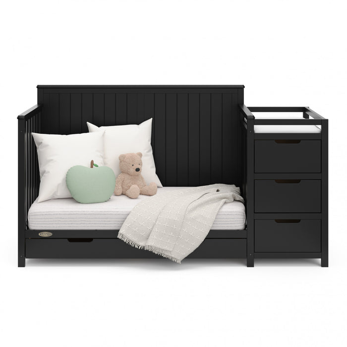 Graco Hadley Lit de bebe convertible 5-en-1 avec table a langer et tiroir - Noir