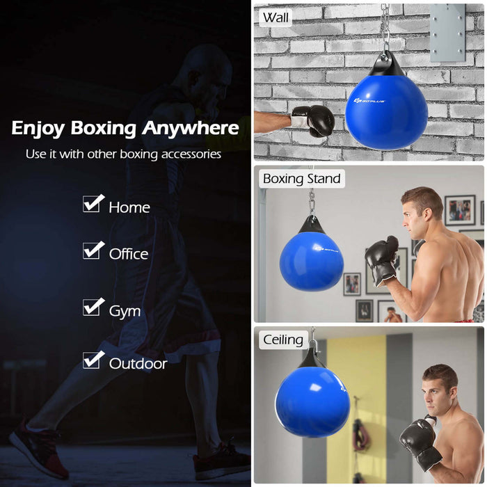 Goplus 18\" 110lbs Eau Lourde Remplie Poinconnage Aqua Entrainement Sac De Boxe A La Maison Gym Crochet Bleu