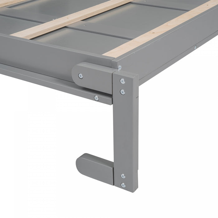 Aiden Lit escamotable Murphy avec etageres et eclairage LED, taille Full, gris