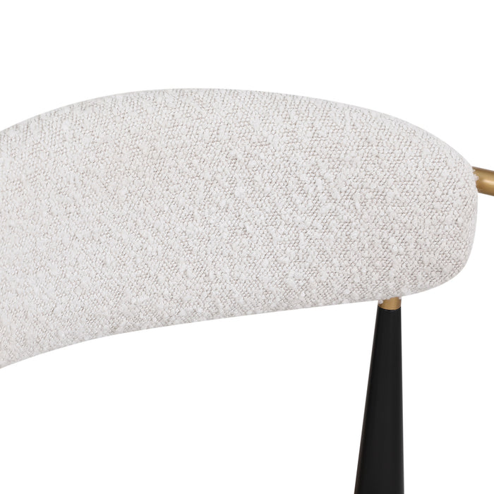 Ensemble De 2 Tabourets Hauteur Comptoir Tammy En Tissu Bouclé Avec Accents Dorés - Blanc