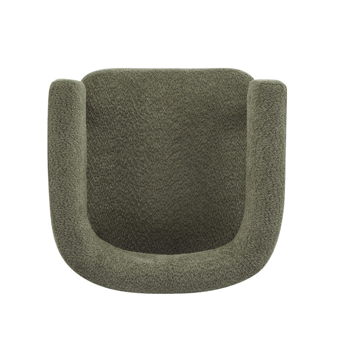 Evelyn Fauteuil d’appoint avec assise confortable et revetement en boucle, vert olive