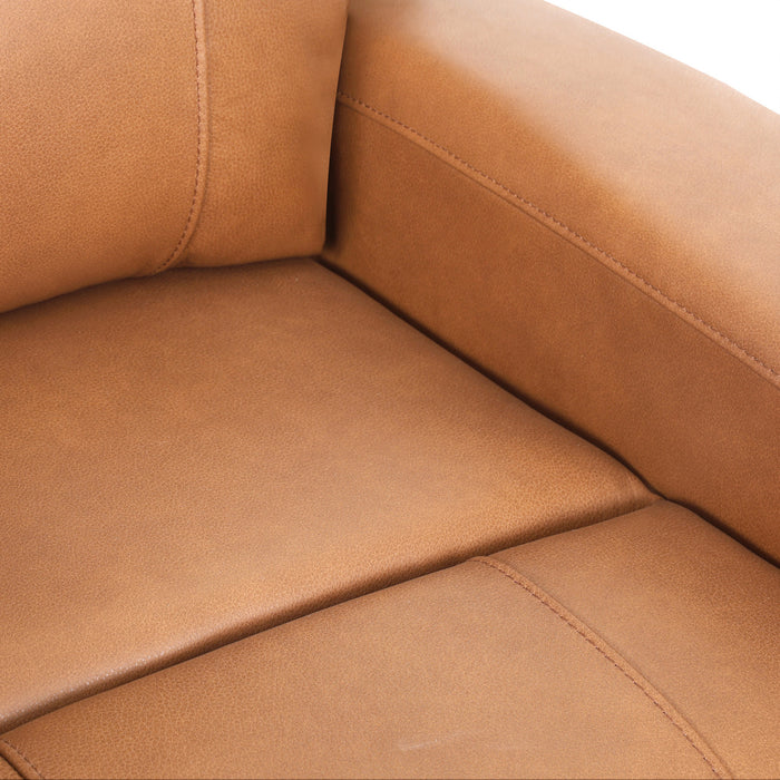 Sofa inclinable electrique Bellamy de 78 po en cuir assorti avec appuie-tete ajustable et USB - Cognac