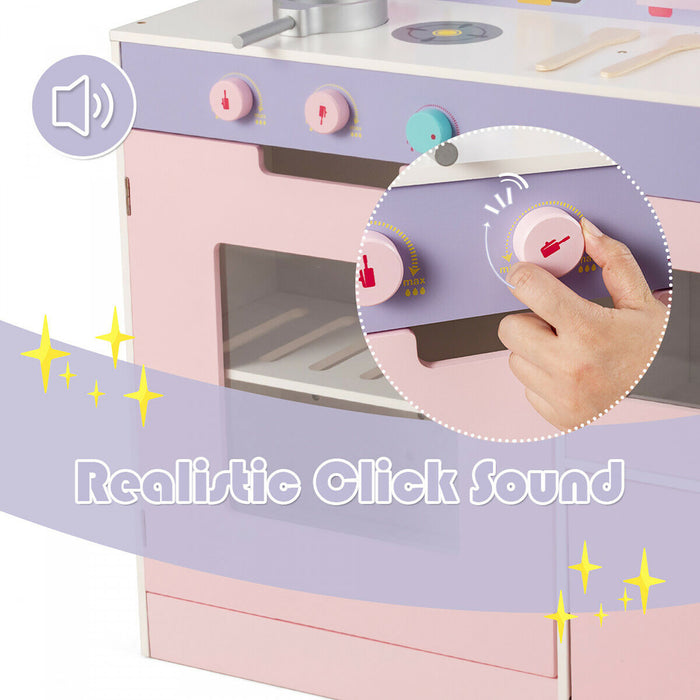 Cuisine Enfants Avec Restaurant En Bois 2 En 1, Jeu D’imitation Educative Avec Salle A Manger, Cuisine Evolutive Avec Four Et Micro-ondes, Ideal Pour Enfants De Plus De 3 Ans