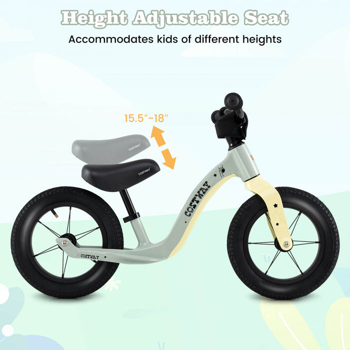 Costway 12 Pouces Magnesium Tout-petit Equilibre Velo Sans Pedale Formation Tout-petit Equilibre Velo Vert