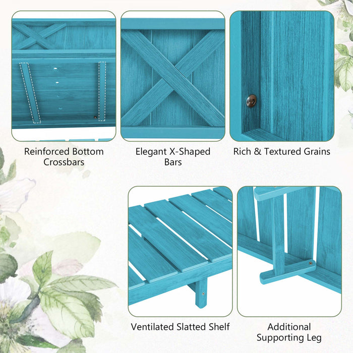 Costway Hips Souleve Lit De Jardin Poly Bois Eleve Planter Boite Avec Les Jambes, Etagere De Stockage Bleu
