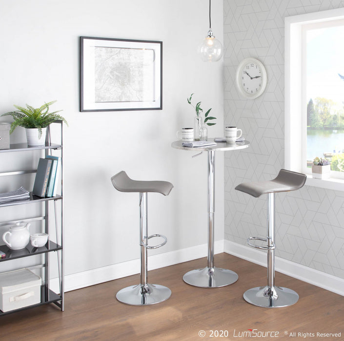 Tabouret pivotant contemporain Ale à hauteur réglable en tissu gris - ensemble de 2