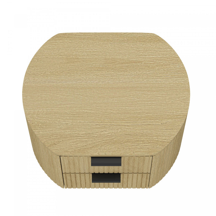 Table de nuit moderne Olivia 27\" en chene naturel (2 tiroirs)