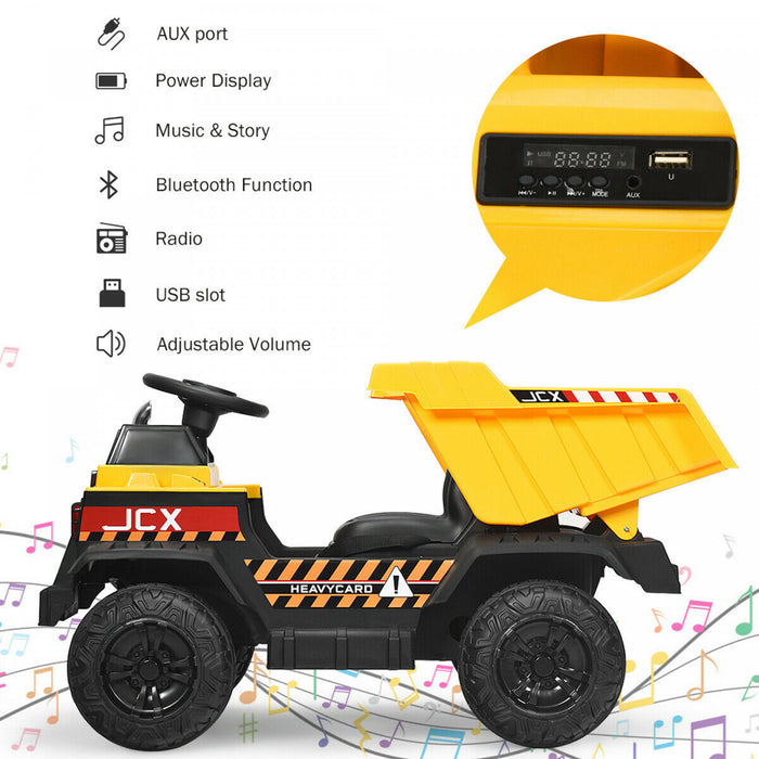 12v Batterie Enfants Rouler Sur Camion A Virure Rc Construction Tracteur W / Seau Electrique