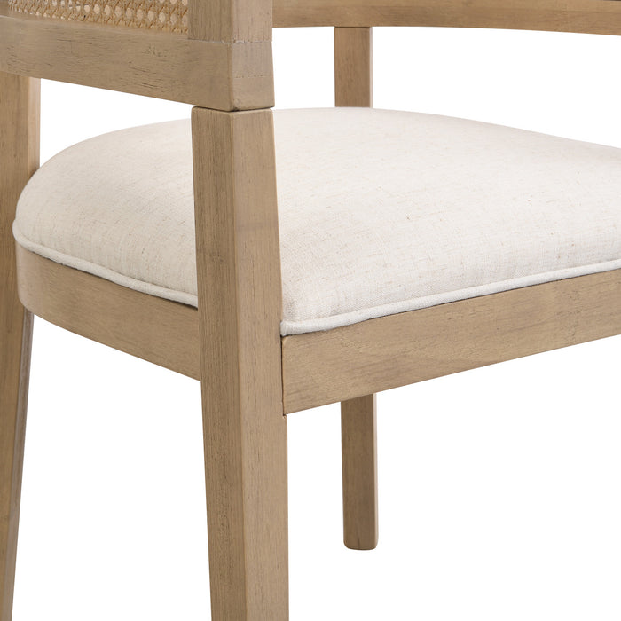 Ensemble De 2 Chaises De Salle À Manger Lance Avec Dossier En Rotin Et Siège En Forme De U - Frêne Naturel