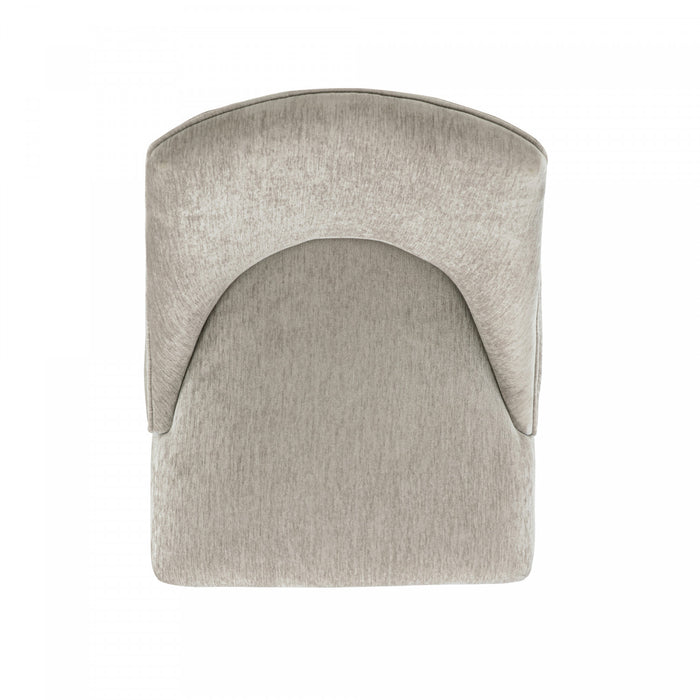 Chaise de salle a manger moderne en bois avec chenille Beever, taupe - Lot de 4