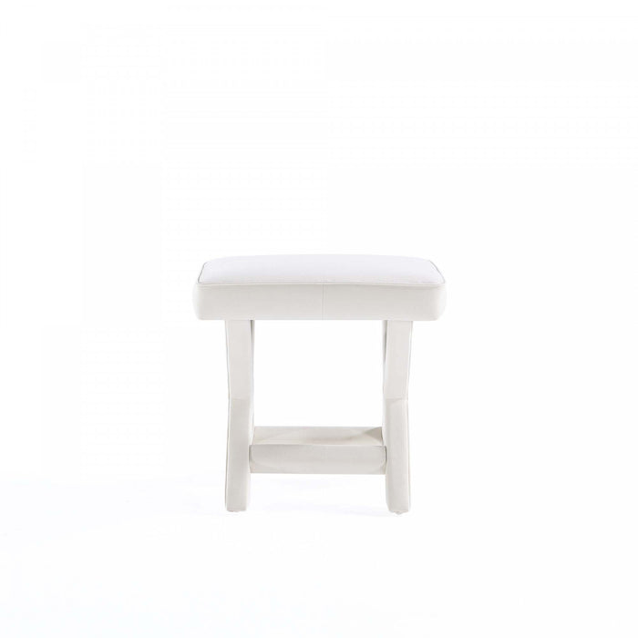 Banc d’appoint Abigail style milieu du siecle moderne en velours creme
