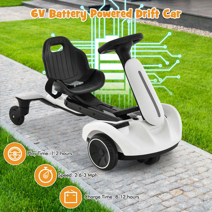 Costway 6v Kids Ride On Drift Car Electric Drifting Go Kart Pour Enfants Avec 360° Spin White