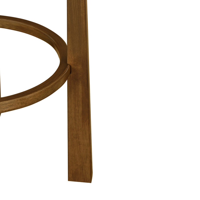 Olivia – Lot de 2 tabourets de bar d’interieur en bois d’hevea avec assise ronde, structure durable et revetement en tissu