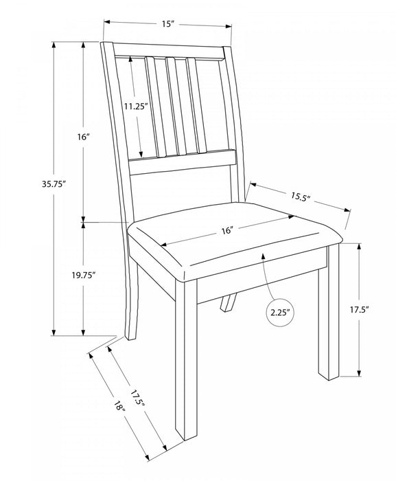 Ensemble de 2 chaises de salle à manger de style transitionnel avec apparence cuir brun et pattes en bois brun pour la cuisine et la salle à manger