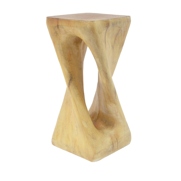 Table d'appoint carree torsadee Cade 26,80 pouces MGO, table laterale interieure a grain de bois naturel unique, naturel