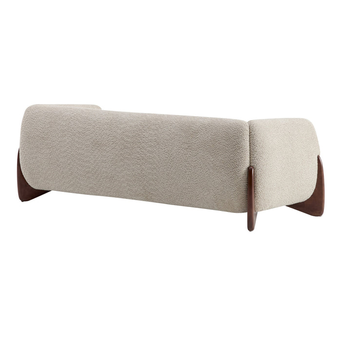 Harold Canape 3 places en bois de 82,75\" avec revetement boucle et sherpa, amande