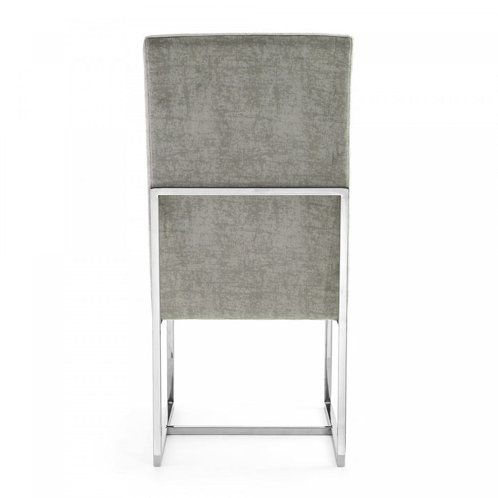 Chaise de salle a manger moderne Element en velours et metal acier - Lot de 2