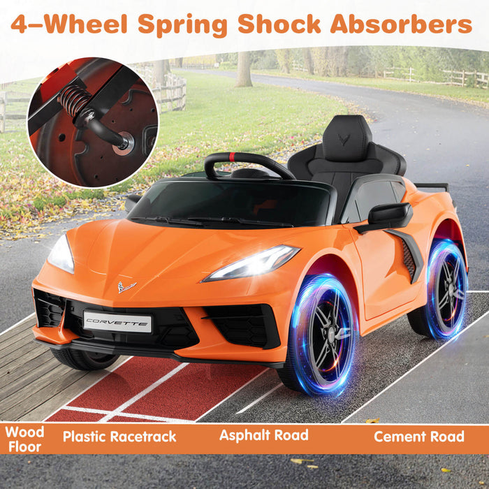 Costway 12v Electrique Enfants Ride On Car Avec Telecommande Connection Sans Fil Lumieres Orange