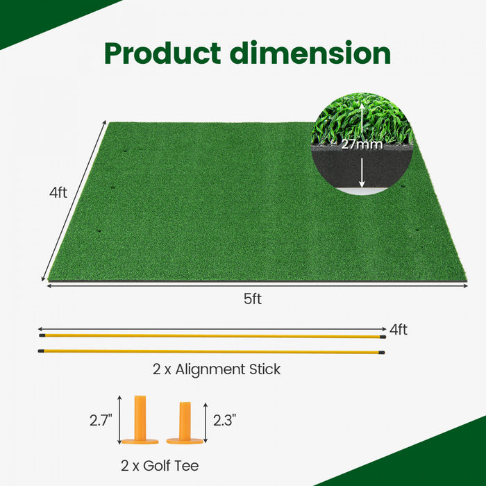 Costway 5 X 4 Ft Golf Hitting Mat Artificiel Interieur Exterieur Turf Golf Training Mat 27 Mm