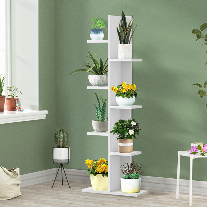 Costway Open Concept Bibliotheque Plante Affichage Etagere Rack Stockage Holder Bois Blanc
