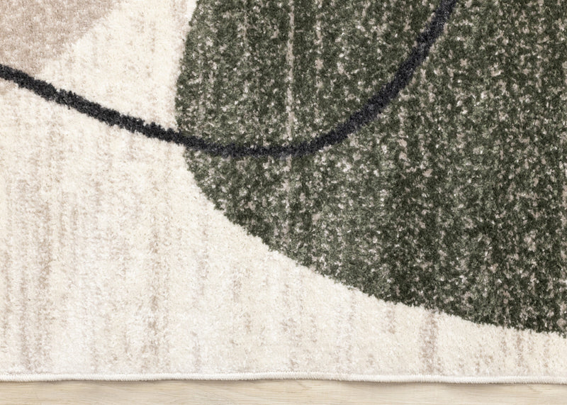 Carpette Marley verte, jaune et taupe à motif géométrique - 5 pi 3 po x 7 pi 7 po