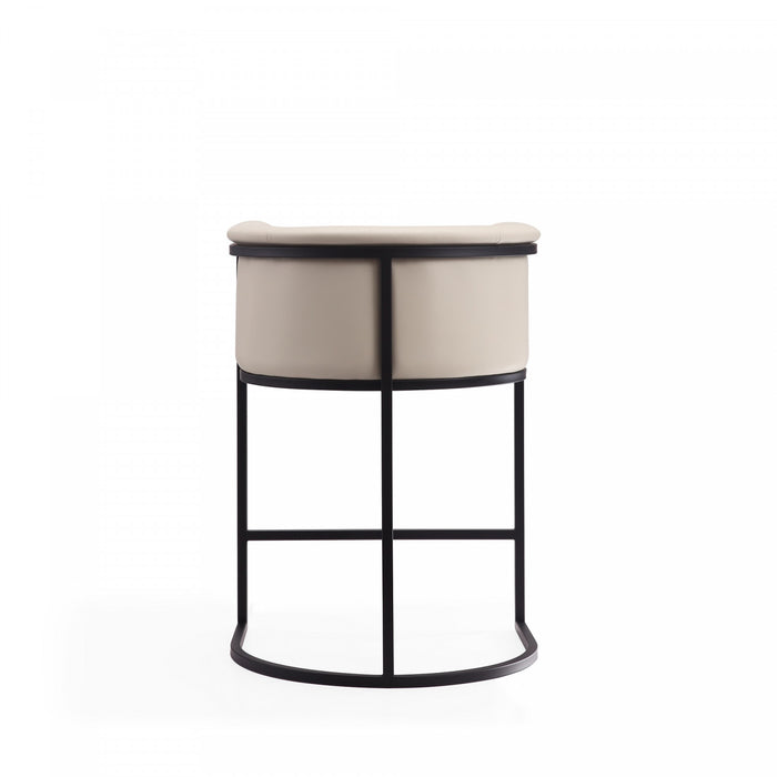 Tabouret de comptoir moderne du milieu du siecle en metal et tissu creme Cosmopolitan - Lot de 3
