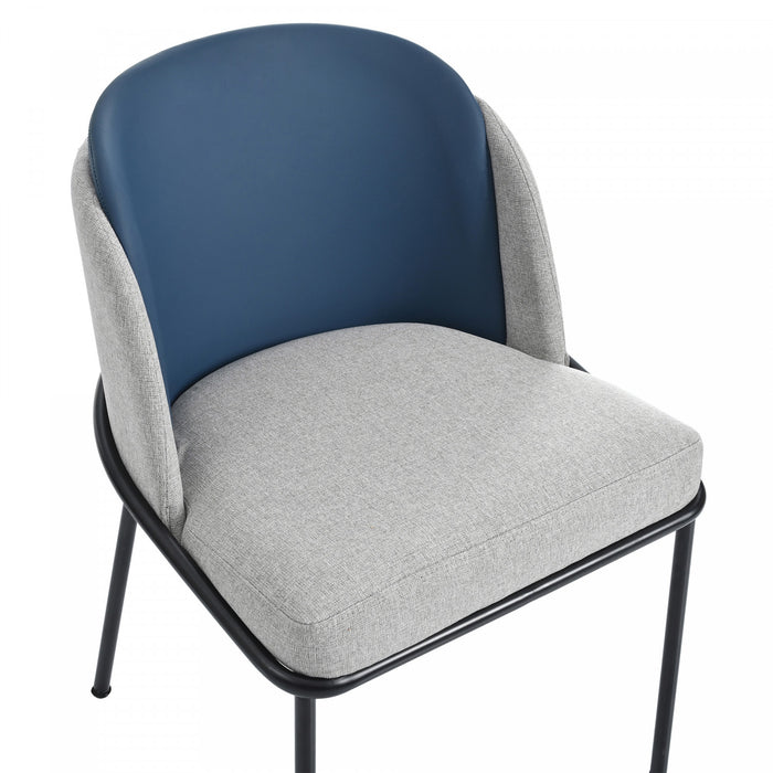 Olivia Ensemble de 6 chaises de salle a manger modernes avec pieds inclines et pieds reglables, bleu et gris