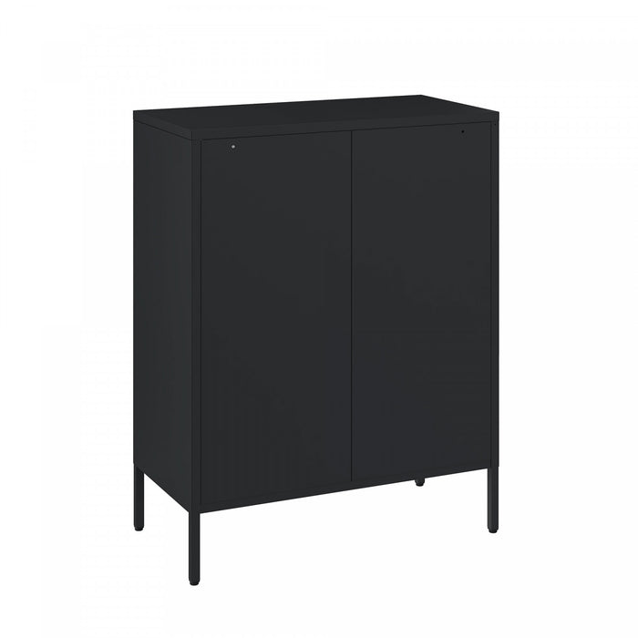 Armoire d’appoint moderne Amelia 32\" en metal noir