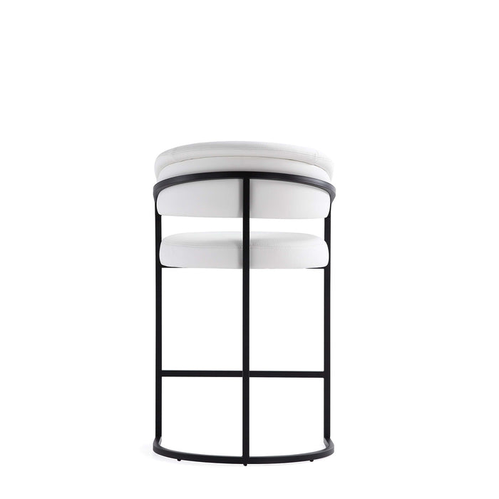 Tabouret de comptoir moderne Augusta en metal et tissu, blanc