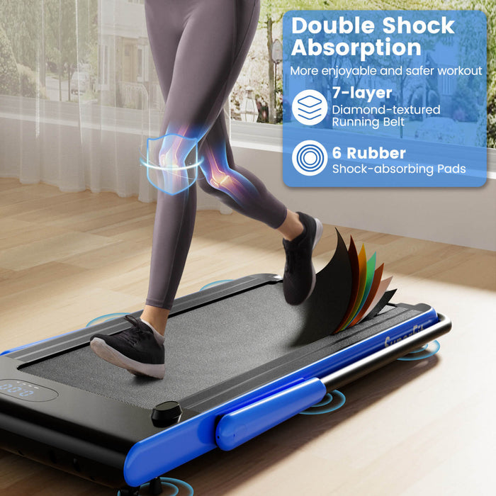 Tapis Roulant Pliant 3 En 1 Superfit Avec Ecran Led A Telecommande Smart Apps Et Haut-parleurs Bleu